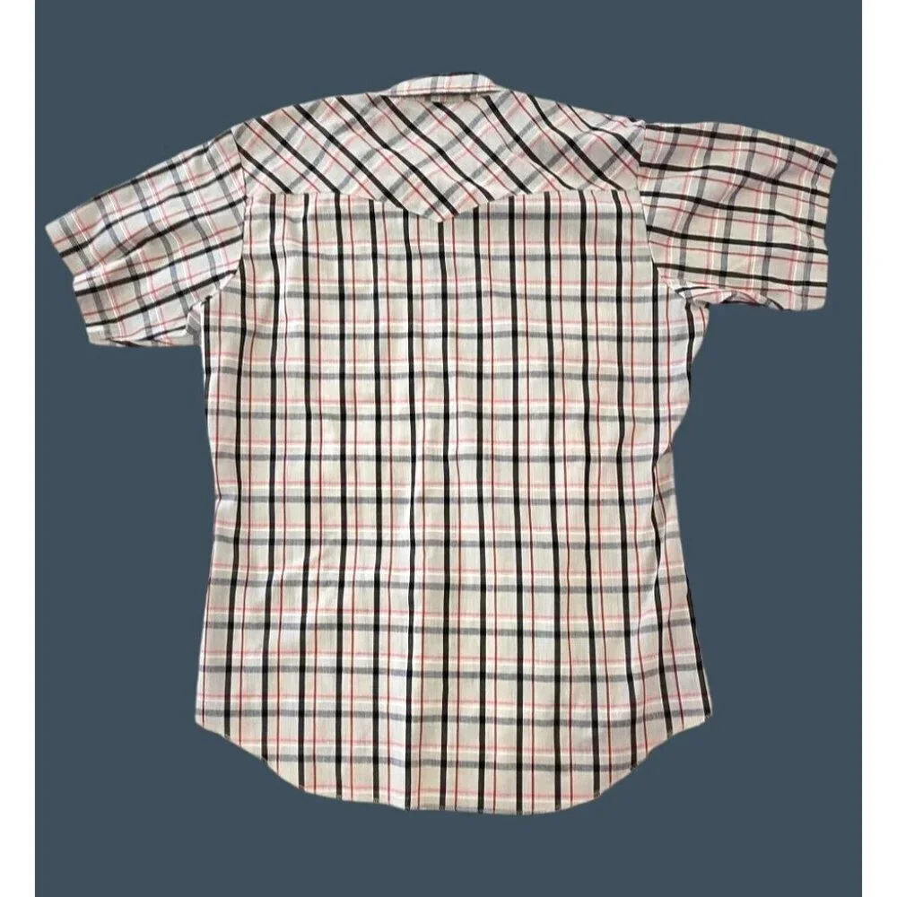 Vintage Wrangler Men's L Western Pearl Snap Short Sleeve Shirt Size 16.5 READ - Picture 5 of 5